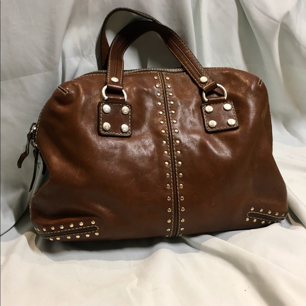 Studded Patent Leather Handle Bag